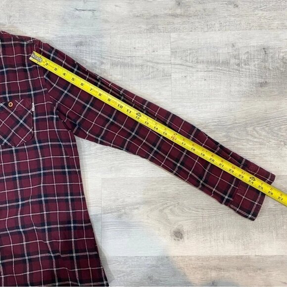 Burton Durable Goods Plaid Flannel long Sleeve Button Down Womens Size L Burgund - Picture 11 of 16